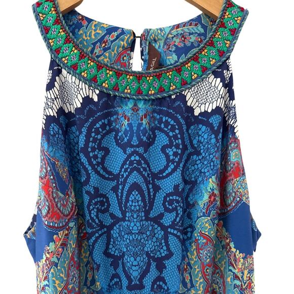 Ranna Gill Anthropologie Jewel Embellished Pleated Boteh Maxi Dress Multi Size 8 - Picture 6 of 15